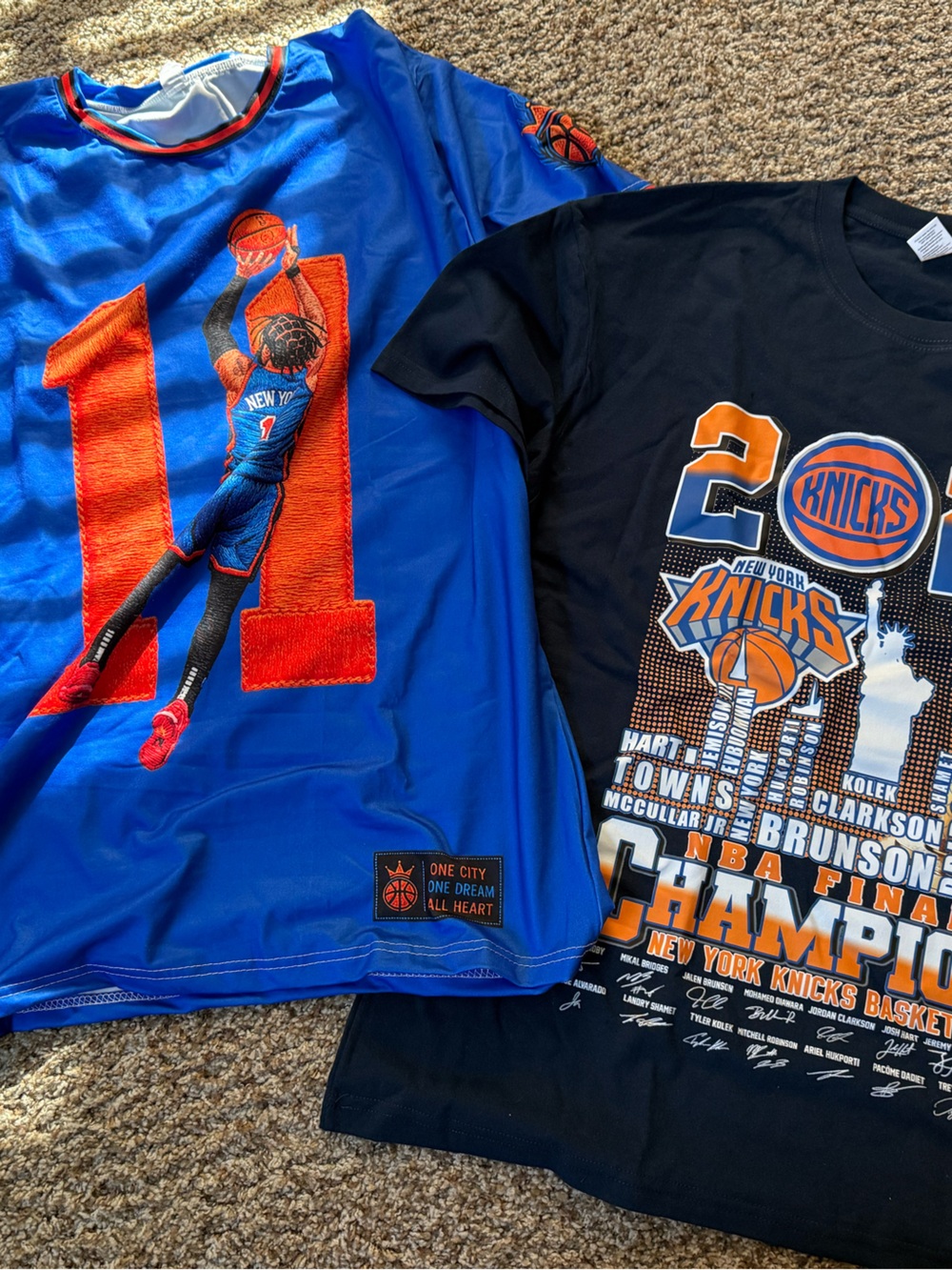 New York Knicks 2026 champions Blue & Black Basketball Tee Set
